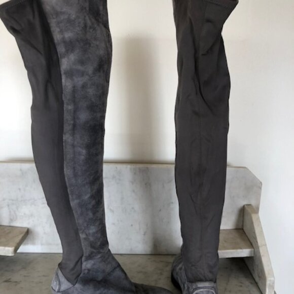 TORY BURCH Caitlin Over Knee Gray Elastic Stretch Suede  Boot 6M - Picture 7 of 17